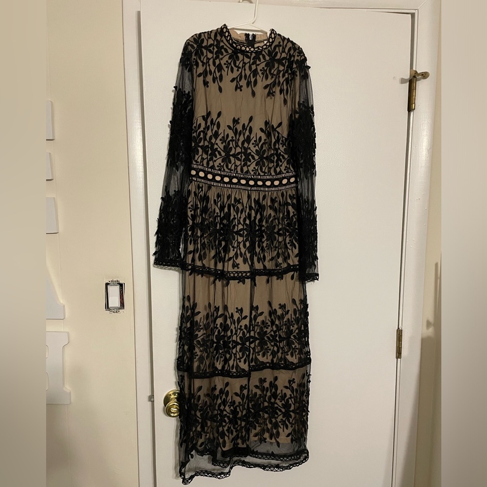 Tan n black dress